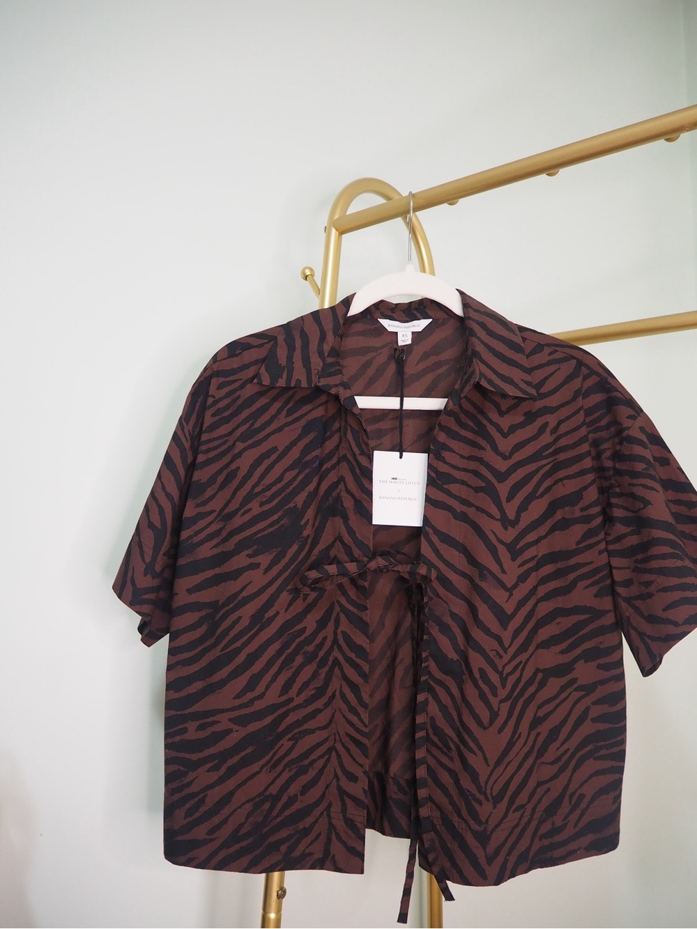 Banana Republic Brown and Black Zebra Print Short Sleeve Top